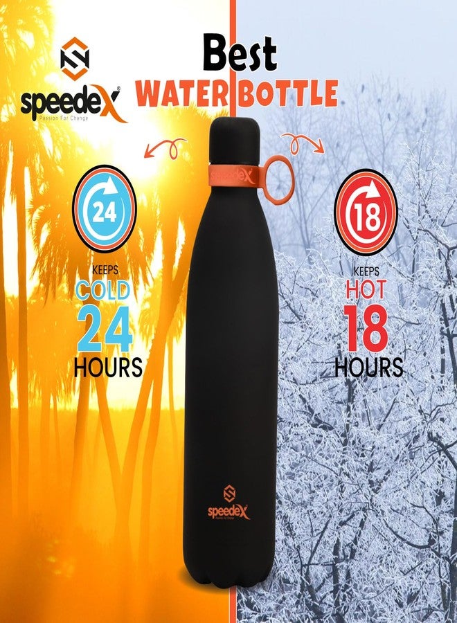 سبيديكس ترمس سبيدكس - 1000 مل، معزول بتفريغ الهواء، مصنوع من الفولاذ المقاوم للصدأ، مناسب للأطفال والرجال والنساء - ترمس مثالي للمدرسة والمكتب والسفر، لحفظ المشروبات الساخنة والباردة - لون أسود - Image 5